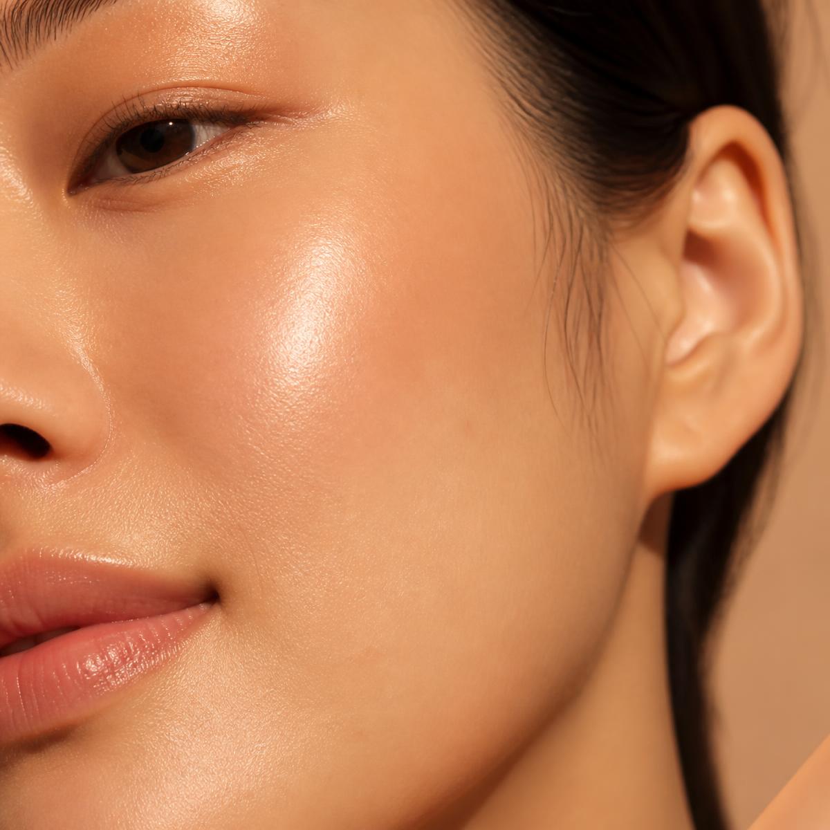 Radiant cheek with golden light and even glowing skin